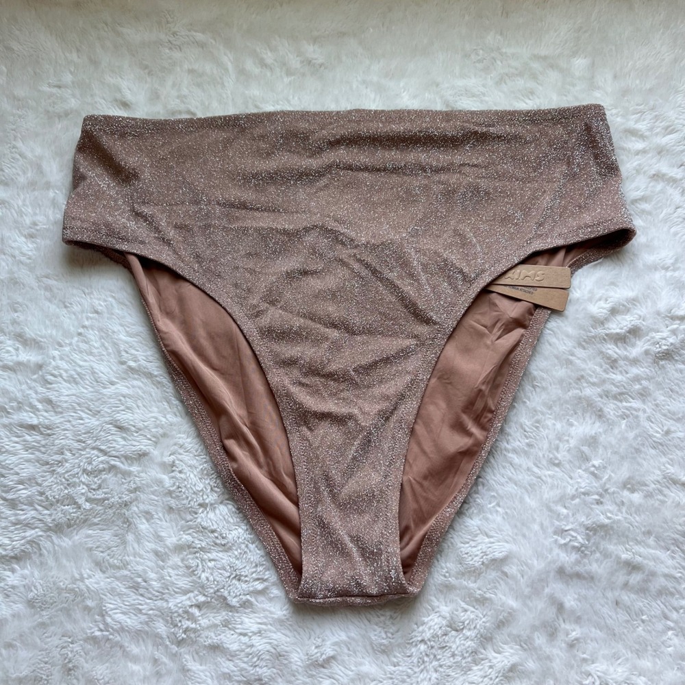 SKIMS Womens Metallic Swim High Waisted Bottom Sienna SW-BKN-0108 Size 4X NEW